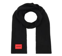 HUGO Écharpe côtelée en laine mélangée avec étiquette logotée rouge - Style Saffa_scarf, 50502605 Noir pcs.