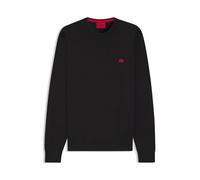 HUGO Pull en coton avec étiquette logotée rouge - Style San Cassius-C1, 50475083 Noir S