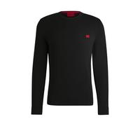 HUGO Pull en coton avec étiquette logotée rouge - Style San Cassius-C1, 50475083 Noir S