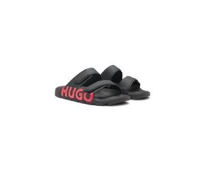 HUGO Sandales à logo avec deux brides auto-adhésives - Style Evander_Sand_lg, 50542042 Noir 40