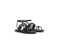 HUGO Sandales en cuir à œillets métalliques et clous - Style Tayna_Sandal_NABK, 50542090 Noir 37