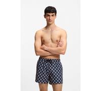 HUGO Short de bain à séchage rapide et imprimé à carreaux à logo empilé - Style AARON_SWIM, 50556792 Bleu foncé S