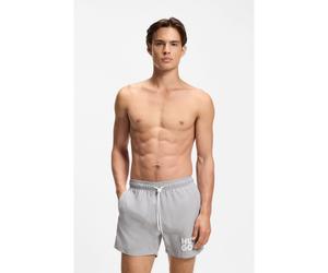 HUGO Short de bain à séchage rapide et logo imprimé empilé - Style PAOLO, 50545464 Gris chiné M