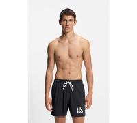HUGO Short de bain à séchage rapide et logo imprimé empilé - Style PAOLO, 50545464 Noir S