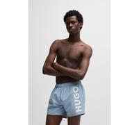 HUGO Short de bain à séchage rapide et logo imprimé vertical - Style ABAS, 50513979 bleu clair M