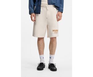 HUGO Short Loose en molleton de coton à logo imprimé - Style Nomario, 50510728 Naturel XL