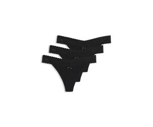 HUGO Slip en coton stretch avec finition en dentelle élégante - Style TRIPLET LACE STRING, 50557221 Noir M