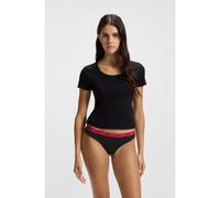 HUGO Slip en coton stretch avec taille logotée - Style TRIPLET THONG STRIPE, 50469681 Noir XXXL