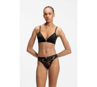 HUGO String en dentelle à fleurs avec détail logo revisité - Style BLOOM LACE THONG, 50561611 Noir M