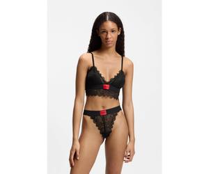 HUGO String en dentelle avec étiquette logotée rouge - Style STRING RL LACE, 50535036 Noir M