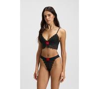 HUGO String en dentelle avec étiquette logotée rouge - Style STRING RL LACE, 50535036 Noir XS