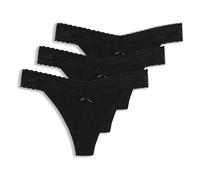 HUGO Slip en coton stretch avec finition en dentelle élégante - Style TRIPLET LACE STRING, 50557221 Noir M