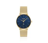 HUGO #Style 3H montre à cadran bleu et bracelet en maille - Style #STYLE, 58858253 Couleur dorée pcs.
