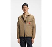 HUGO Surchemise zippée en toile de coton mélangé avec étiquette logo - Style Emmond, 50482701 Beige S