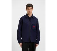 HUGO Surchemise zippée en toile de coton mélangé avec étiquette logo - Style Emmond, 50482701 Bleu foncé L