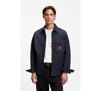 HUGO Surchemise zippée en toile de coton mélangé avec étiquette logo - Style Emmond, 50482701 Bleu foncé S