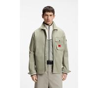 HUGO Surchemise zippée en toile de coton mélangé avec étiquette logo - Style Emmond, 50482701 Chaux XL