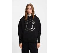 HUGO Sweat à capuche en molleton de coton avec logo Happy HUGO scintillant - Style Dolasa_B_2, 50550709 Noir L