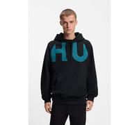 HUGO Sweat à capuche en molleton de coton avec logo imprimé - Style Nalfhood, 50552486 Noir M