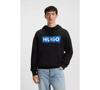 HUGO Sweat à capuche Regular en molleton de coton avec logo imprimé - Style Nalves, 50522370 Noir XS