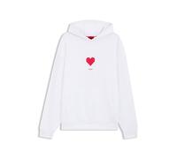 HUGO Sweat à capuche unisexe en molleton de coton avec motif cœur en origami - Style Dalentinos, 50554025 Blanc XL