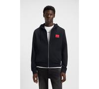 HUGO Sweat à capuche zippé en molleton de coton avec étiquette logo - Style Daple212, 50447972 Noir S