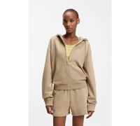 HUGO Sweat à capuche zippé en molleton de coton avec logo brodé revisité - Style Dalfine, 50535240 Beige XS