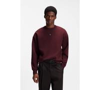 HUGO Sweat en coton mélangé à badge logoté revisité - Style Dettil, 50533689 Rouge sombre L