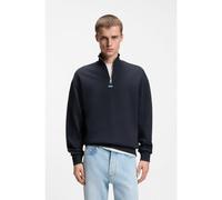 HUGO Sweat en molleton de coton avec col camionneur - Style Neeler, 50522367 Bleu foncé XL