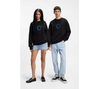 HUGO Sweat en molleton de coton avec Happy HUGO - Style Nucavex, 50560062 Noir M