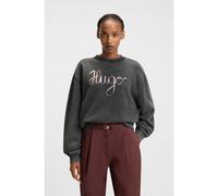 HUGO Sweat en molleton de coton avec motif créatif - Style Deroxina_4, 50545198 Noir S