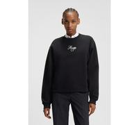 HUGO Sweat Oversize en molleton de coton à logo scintillant - Style Deroxina_6, 50550149 Noir XL