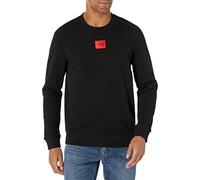 Hugo Sweat-Shirt en Jersey avec Logo carré, Coupe Droite, pour Homme, Corbeau Noir., L