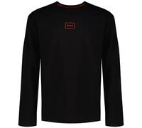 HUGO T-shirt manches longues Laze – coton stretch, logo imprimé – Noir M Homme
