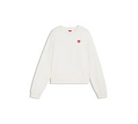 HUGO Sweat unisexe en molleton de coton avec logo cœur - Style Deroxina_7, 50555808 Blanc S