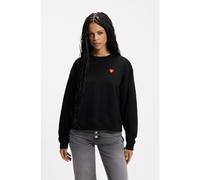 HUGO Sweat unisexe en molleton de coton avec logo cœur - Style Deroxina_7, 50555808 Noir M