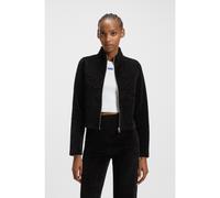 HUGO Sweat zippé en coton mélangé avec logo embossé - Style Dessie_B, 50549486 Noir M