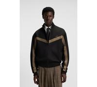HUGO Sweat zippé Relaxed avec bande chevrons - Style Darti, 50549418 Noir XL