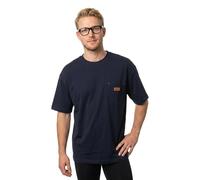 HUGO T-shirt Loose en coton avec badge logo en cuir suédé - Style Nevado, 50564045 Bleu foncé XS