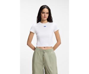 HUGO T-Shirt court Slim en coton stretch - Style Baby Tee_B, 50510749 Blanc L