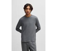 HUGO T-shirt de pyjama en coton mélangé à la structure gaufrée - Style Austin LS Shirt, 50532022 Gris S