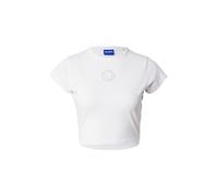 HUGO T-shirt court en coton stretch avec logo Happy HUGO à strass - Style Dome_B_2, 50555719 Blanc S
