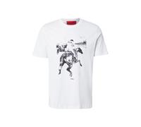 HUGO T-shirt en jersey de coton à motif artistique inspiré des courses de chevaux - Style Duhorse, 50557684 Blanc M