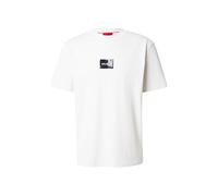 HUGO T-shirt en jersey de coton avec patch logo écaille de tortue - Style Dumeon, 50557445 Naturel M