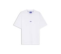 Hugo T-shirt Nieros 50509991 manches courtes en jersey de coton, patch logoté – Blanc L Homme
