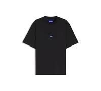 HUGO T-Shirt en Coton À Col Côtelé avec Étiquette Logotée