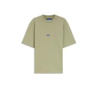 HUGO T-Shirt en Coton À Col Côtelé avec Étiquette Logotée