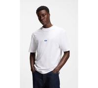 HUGO T-shirt en coton à col côtelé avec étiquette logotée - Style Nieros, 50509991 Blanc XXL