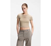 HUGO T-shirt en coton mélangé à logo brodé - Style Delanor_3, 50568725 Beige clair M