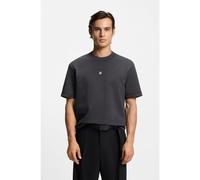 HUGO T-shirt en coton mélangé à logo revisité - Style Dilanso, 50553173 Gris sombre S